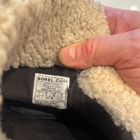 Pre Owned Sorel Joan Of Arctic Wedge Mid Shearling Black Boot Lace  Sz 7M - Picture 7 of 10